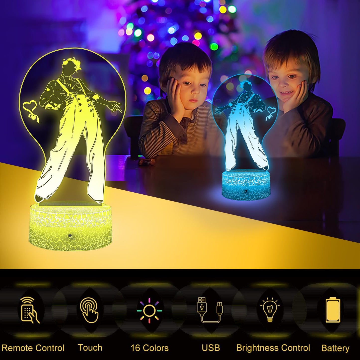 Lampe 3D Rap Group PNL 2-en-1 LED Illusion Veilleuse ,Télécommande 16 Couleurs Changement Tactile Interrupteur Lumière De Nuit Art Déco,Decoration Chambre Cadeaux Parfaits pour Les Fans De Group PNL