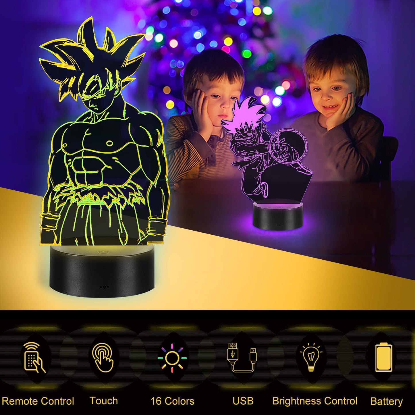 Lampe 3D Rap Group PNL 2-en-1 LED Illusion Veilleuse ,Télécommande 16 Couleurs Changement Tactile Interrupteur Lumière De Nuit Art Déco,Decoration Chambre Cadeaux Parfaits pour Les Fans De Group PNL