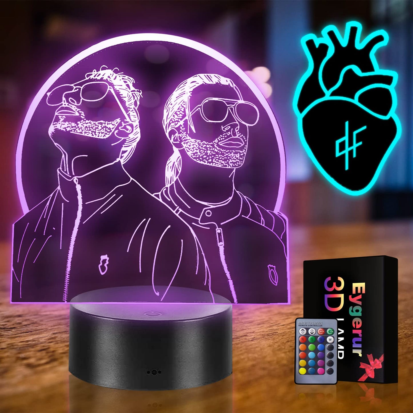 Lampe 3D Rap Group PNL 2-en-1 LED Illusion Veilleuse ,Télécommande 16 Couleurs Changement Tactile Interrupteur Lumière De Nuit Art Déco,Decoration Chambre Cadeaux Parfaits pour Les Fans De Group PNL