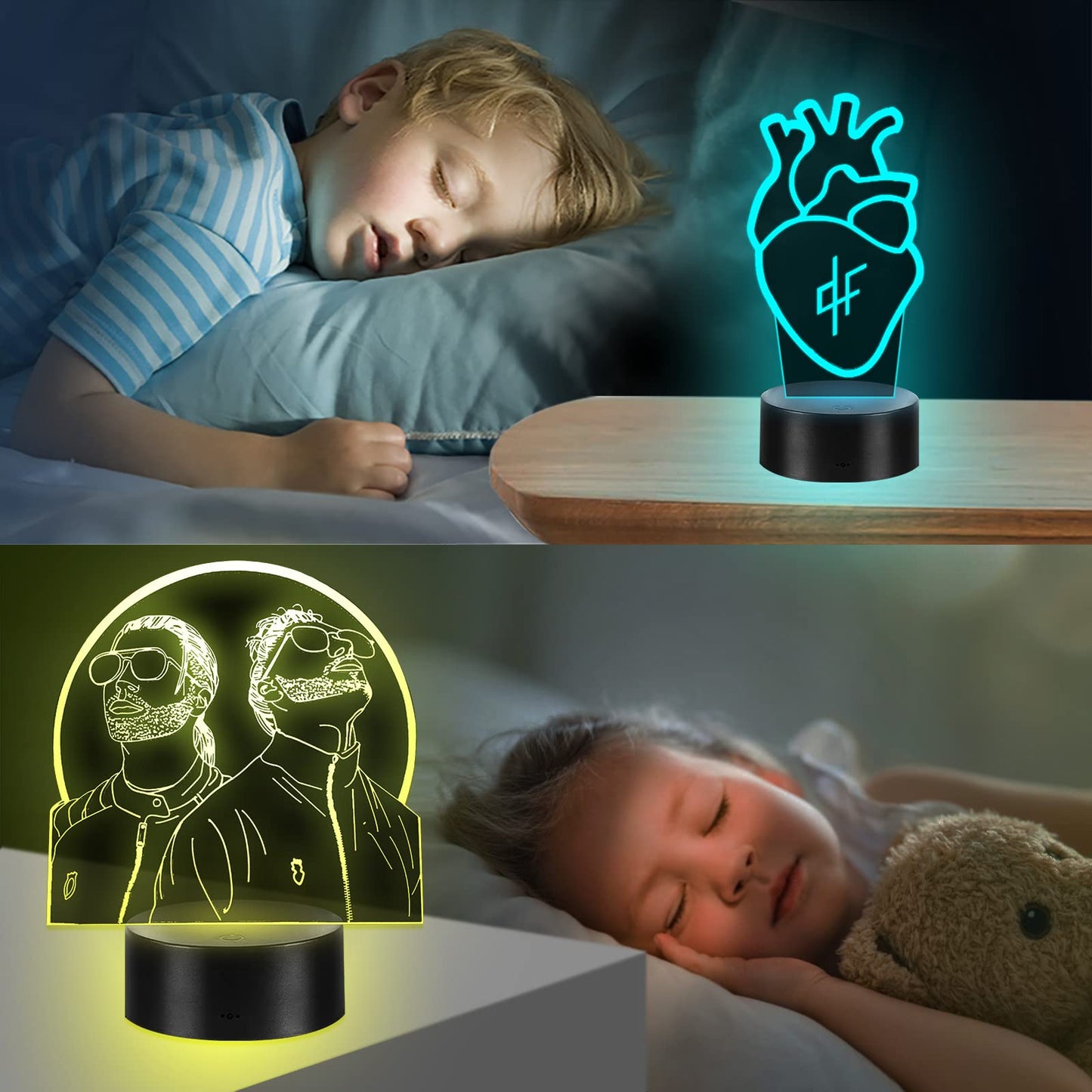 Lampe 3D Rap Group PNL 2-en-1 LED Illusion Veilleuse ,Télécommande 16 Couleurs Changement Tactile Interrupteur Lumière De Nuit Art Déco,Decoration Chambre Cadeaux Parfaits pour Les Fans De Group PNL